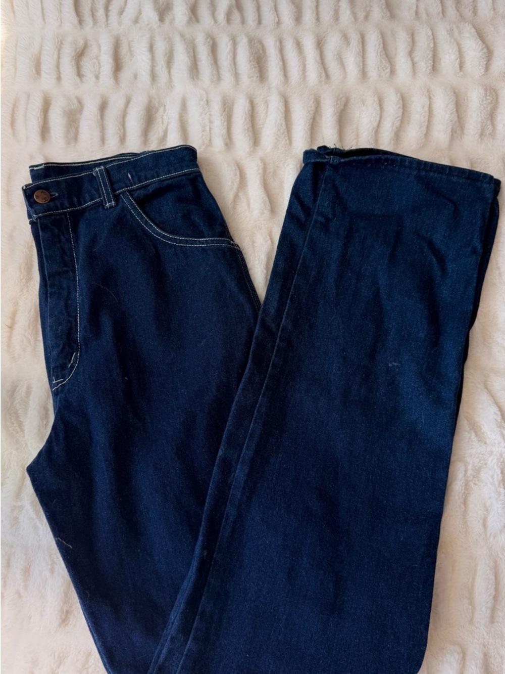 Men's Dark Blue Denim Jeans - Classic Straight Fit